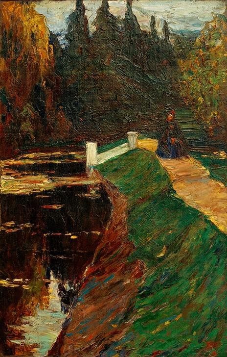 Wassily Kandinsky, Schleuse (Landschaft,Impressionismus,Fluss,Schleuse,Russische Kunst,Jahrhundertwende)