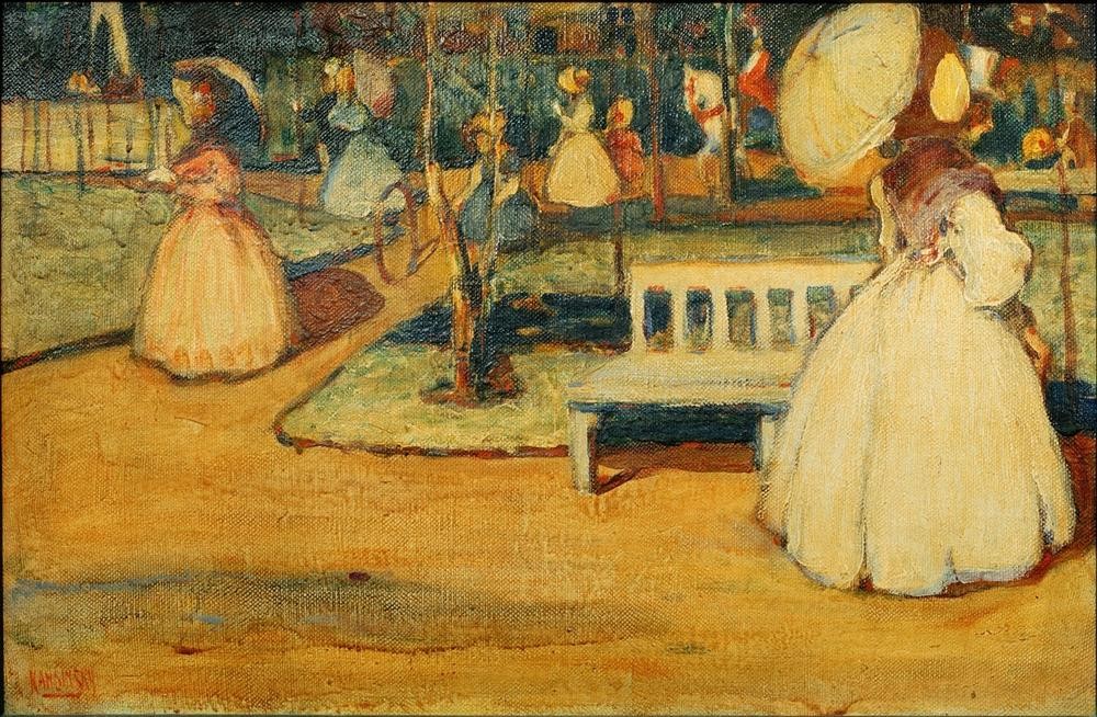 Wassily Kandinsky, Helle Luft (Gesellschaftliches Leben,Gesellschaft,Jugendstil,Menschen Im Park,Bank (Sitzgelegenheit),Sonnenschirm,Russische Kunst,Promenade)