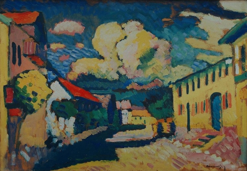 Wassily Kandinsky, Murnau – Dorfstraße (Dorfstrasse,Dorf,Kleinstadt,Expressionismus,Russische Kunst,Neue Kuenstlervereinigung Muenchen)