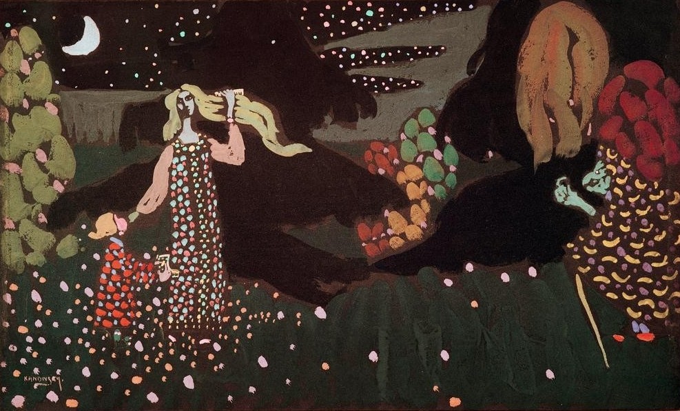 Wassily Kandinsky, Die Nacht (Geschwister,Hexe,Märchen,Mond,Nacht,Russische Kunst,Kamm)