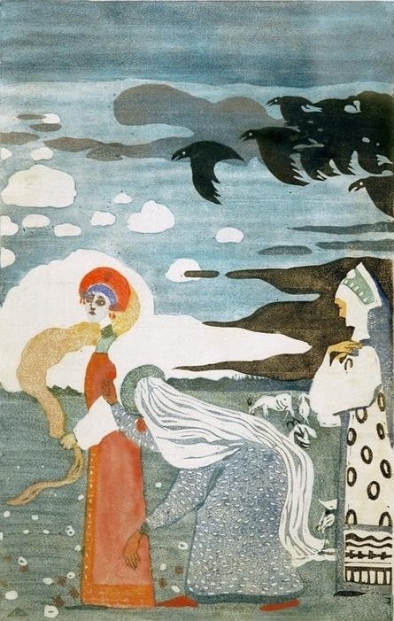 Wassily Kandinsky, Die Raben (Märchen,Rabe,Russische Kunst)
