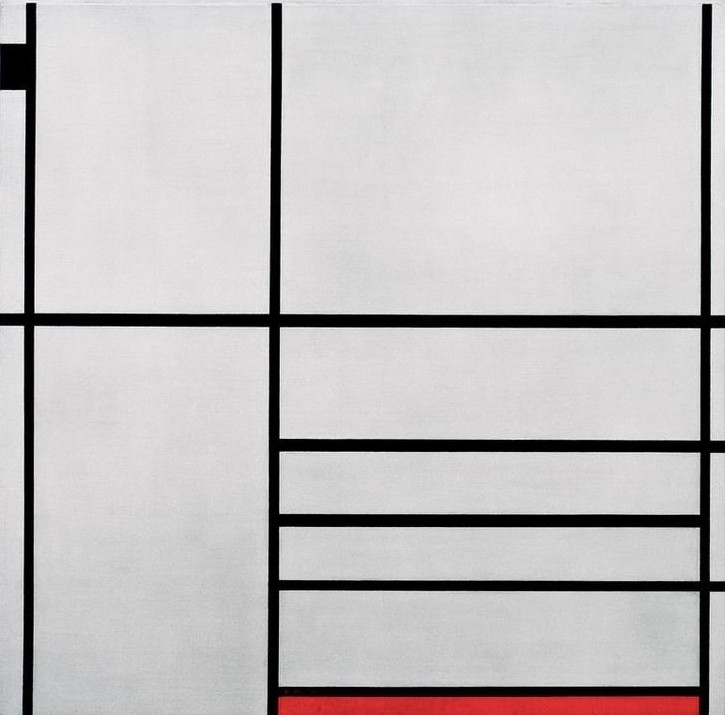 Piet Mondrian, Komposition in Weiß, Schwarz und Rot (Geometrie,Abstrakte Kunst,Niederländische Kunst,Parallelismus,Neo-Plastizismus)