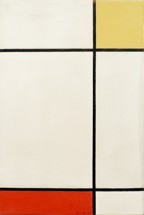 Piet Mondrian, Komposition mit Gelb und Rot (Geometrie,Abstrakte Kunst,Niederländische Kunst,De Stijl,Rot,Gelb,Neo-Plastizismus)
