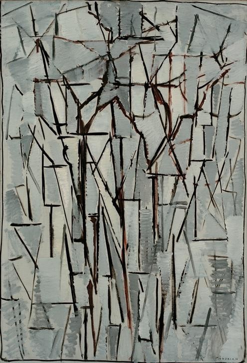 Piet Mondrian, Komposition Bäume II (Botanik,Kubismus,Baum,Abstrakte Kunst,Niederländische Kunst)