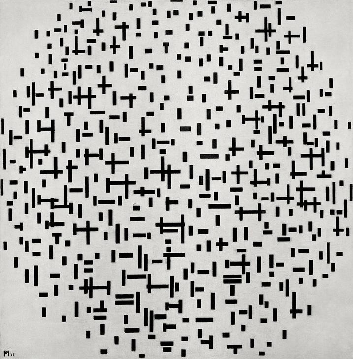 Piet Mondrian, Compositie in Lijn (Linienkomposition) (Abstrakte Kunst,Niederländische Kunst,De Stijl)