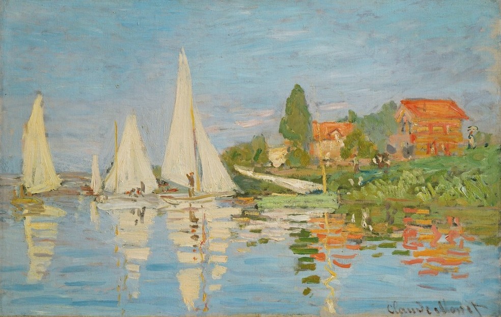 Claude Monet, Regates à Argenteuil (Boot,Schiff,Segeln,Sport,Impressionismus,Segelboot,Regatta,Französische Kunst,Segel)