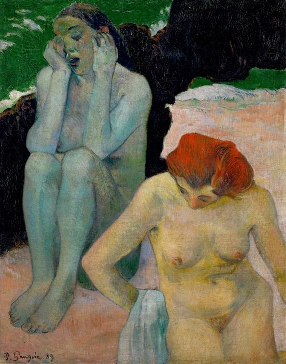 Paul Gauguin, La vie et la mort (Bad,Frau,Kunst,Mädchen,Mensch,Schwimmen,Sport,Strand,Tod,Wasser,Meer,Akt,Portrait,Französische Kunst,Leben,Gegensatz,Kopf,Synthetismus,Vier Elemente)