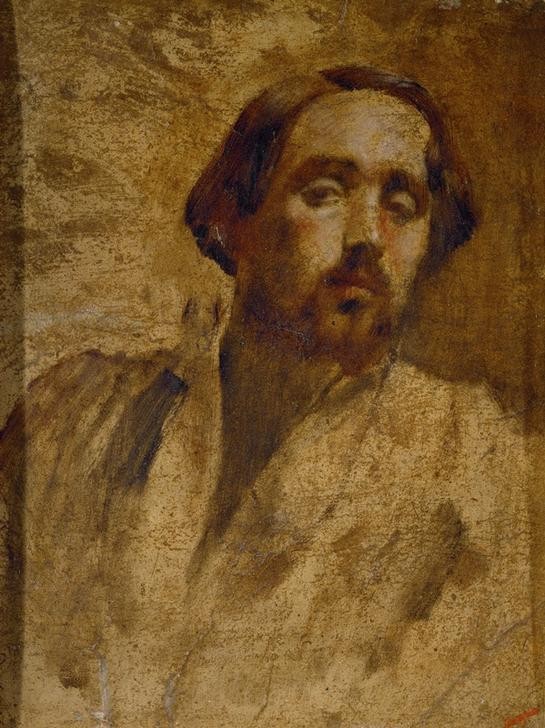 Edgar Degas, Portrait de l’artiste en blouse d’atelier (Künstler,Maler (Künstler),Mann,Impressionismus,Selbstbildnis,Portrait,Französische Kunst,Person)