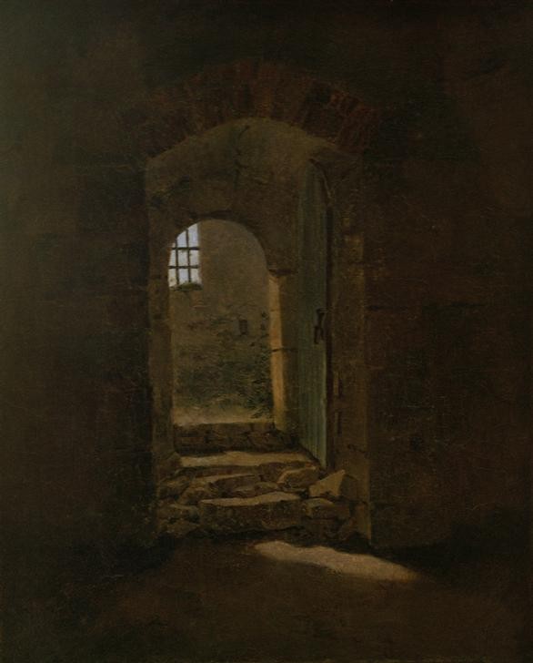 Caspar David Friedrich, Toreingang in Meissen (Architektur,Deutsche Kunst,Kunst,Tor,Architekturdarstellung,Romantik,Licht Und Schatten,Durchblick,Eingang)