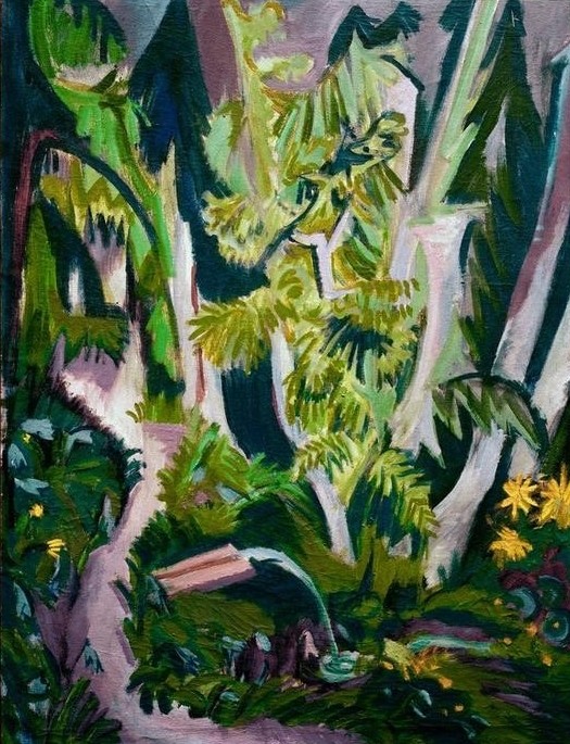 Ernst Ludwig Kirchner, Waldinneres (Deutsche Kunst,Landschaft,Wasser,Wald,Quelle,Expressionismus)