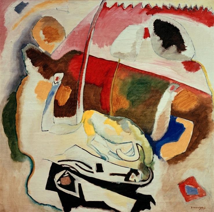 Wassily Kandinsky, Improvisation 21 (Kunst,Expressionismus,Der Blaue Reiter,Abstrakte Kunst,Russische Kunst,Abstraktion,Neue Kuenstlervereinigung Muenchen,Improvisation,Farbigkeit,Signatur,Farbe)