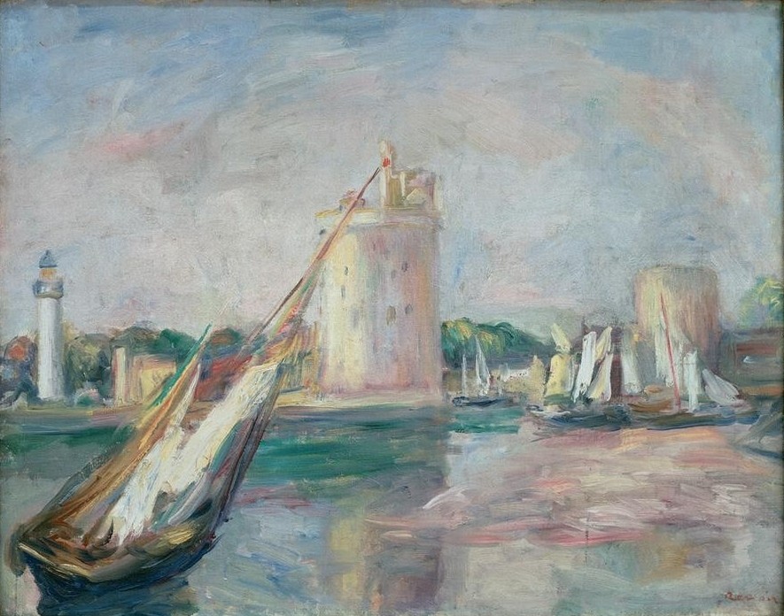 Pierre-Auguste Renoir, L’Entree du port de La Rochelle (Hafen, Hafenstadt, Segelboot, Atlantik, Frankreich, Meeresbrise, Impressionismus, klassische Moderne, Wunschgröße, Wohnzimmer, Malerei)