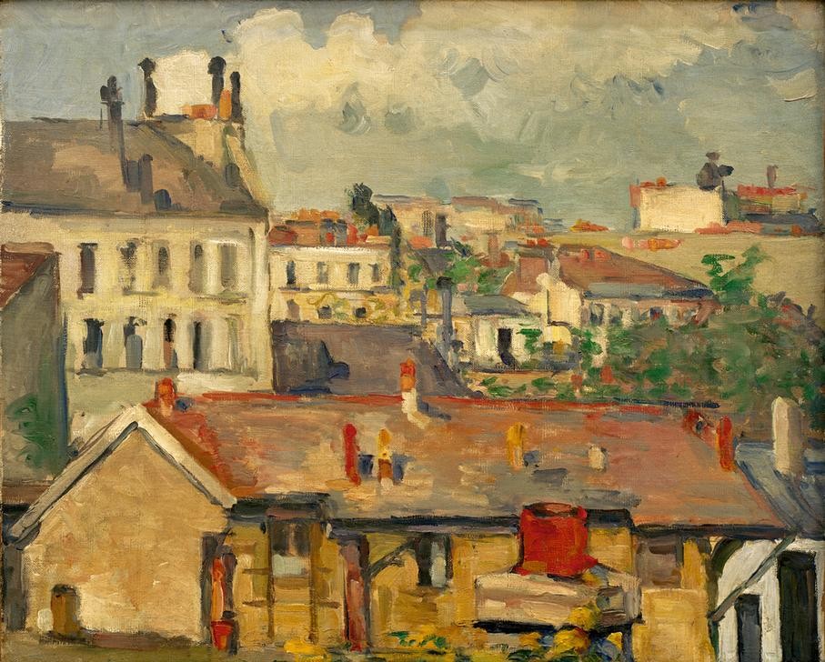 Paul Cézanne, Les toits (Architektur,Dach,Impressionismus,Stadtansicht,Architekturdarstellung,Französische Kunst,Dachlandschaft,Stadtlandschaft)