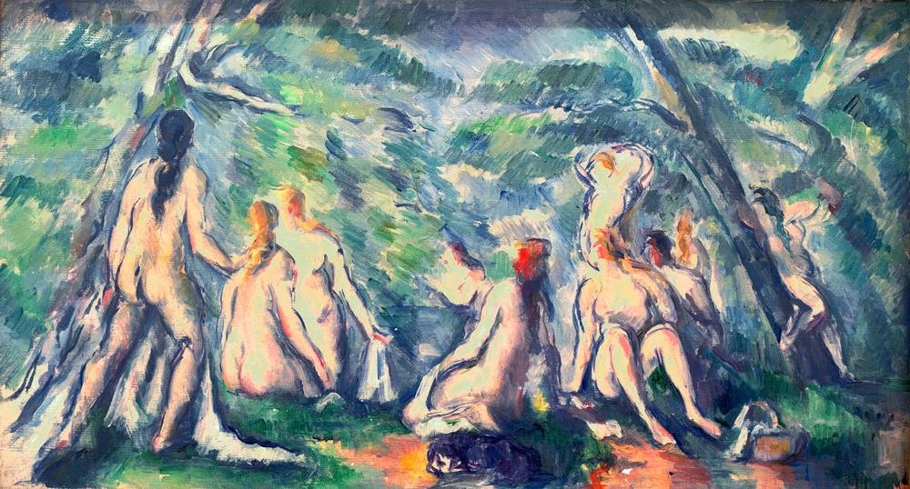 Paul Cézanne, Baigneuses (Bad Im Freien,Bad,Frau,Gruppenbild,Impressionismus,Akt,Französische Kunst,Jahrhundertwende)