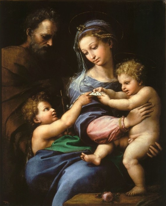 Raffael, Die Madonna mit der Rose (Christentum,Religion,Rose,Renaissance,Heilige Familie,Maria Mit Kind,Neues Testament,Bibel,Italienische Kunst,Jesusknabe)