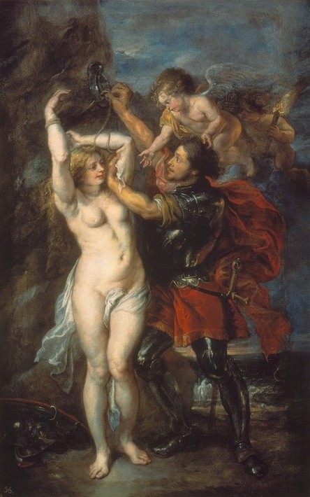 Peter Paul Rubens, Perseus befreit Andromeda (Flämische Kunst,Frau,Mythologie,Barock,Akt,Befreiung (Gefangenschaft),Niederländische Kunst,Griechisch-Römische Mythologie)