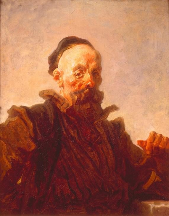 Jean-Honoré Fragonard, Mann in spanischem Kostüm (Mann, Alter, Greis, Kostüm, Portrait, Gesicht, Wohnzimmer, Rokoko, Malerei, Wunschgröße  Klassiker, bunt)