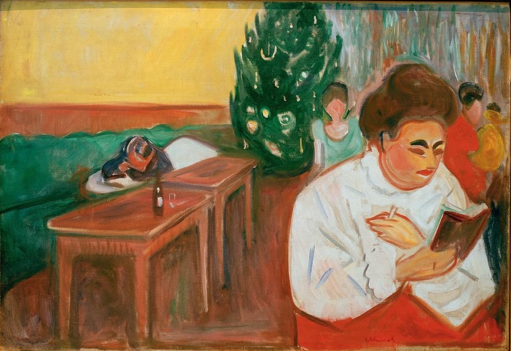 Edvard Munch, Weihnachten im Bordell (Erotik,Feste,Jugendstil,Kunst,Prostitution,Weihnachtsbaum,Weihnachten (Kalenderfeste),Prostituierte,Expressionismus,Norwegische Kunst,Sexualität,Bordell,Skandinavische Kunst)