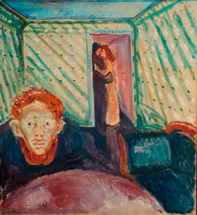 Edvard Munch, Eifersucht (Eifersucht,Kunst,Liebe Und Ehe,Psychologie,Expressionismus,Norwegische Kunst,Rote Haare,Gefühl (Stimmung))