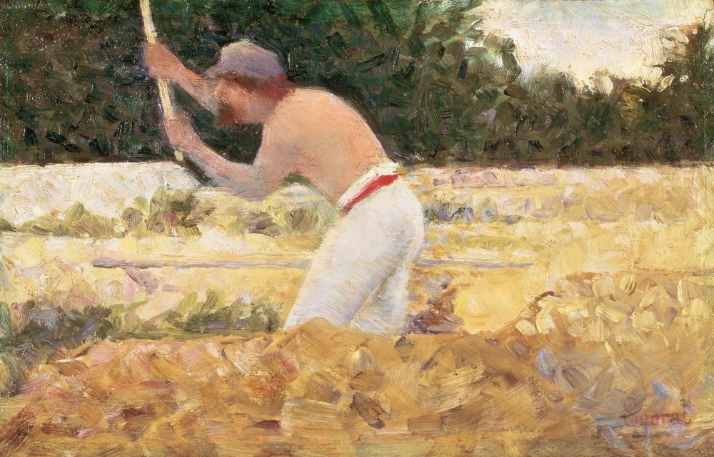 Georges Seurat, Le Casseur de pierres (Arbeiter, Strassenbau, Steine, Bauarbeiter, Steineklopfer, Berufe, Bauarbeiten, schuften, Schwerstarbeit, Klassische Moderne, Impressionismus, Wunschgröße, Wohnzimmer, Malerei, bunt)