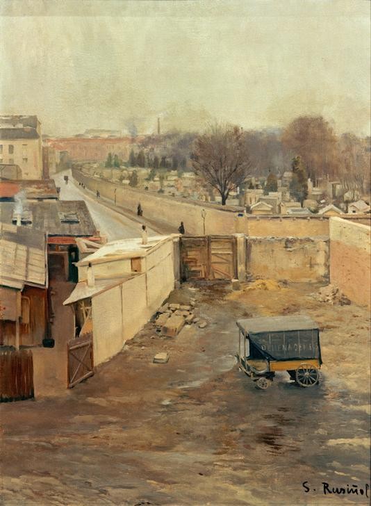 Santiago Rusinol, Ansicht des Friedhofs von Montmartre (Friedhof,Geographie,Spanische Kunst,Architekturdarstellung,Topographie,Begraebnisstaetten)