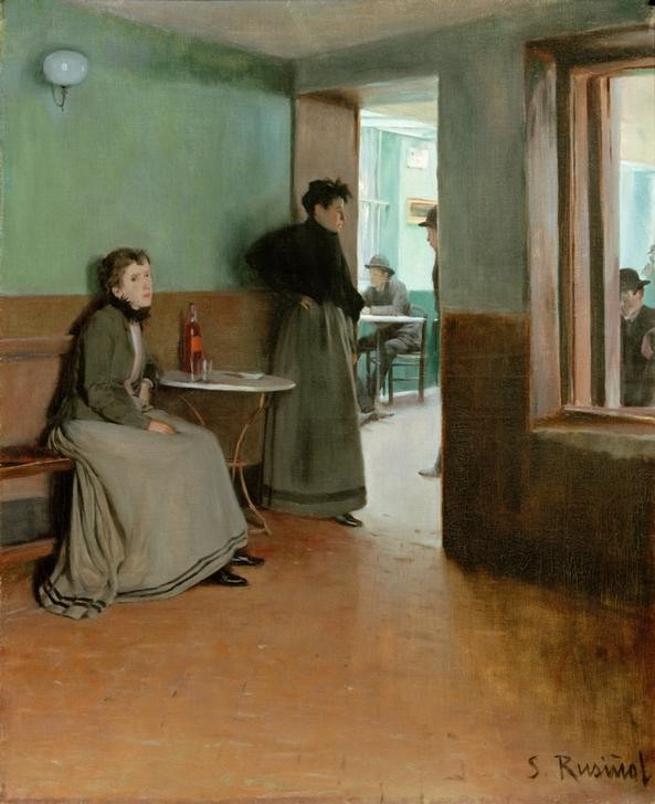 Santiago Rusinol, Aquarium (Inneres eines Cafés) (Alkohol,Gastronomie,Kunst,Spanische Kunst,Genre,Cafe,Geschlechtertrennung,Frauenleben,Halbwelt)