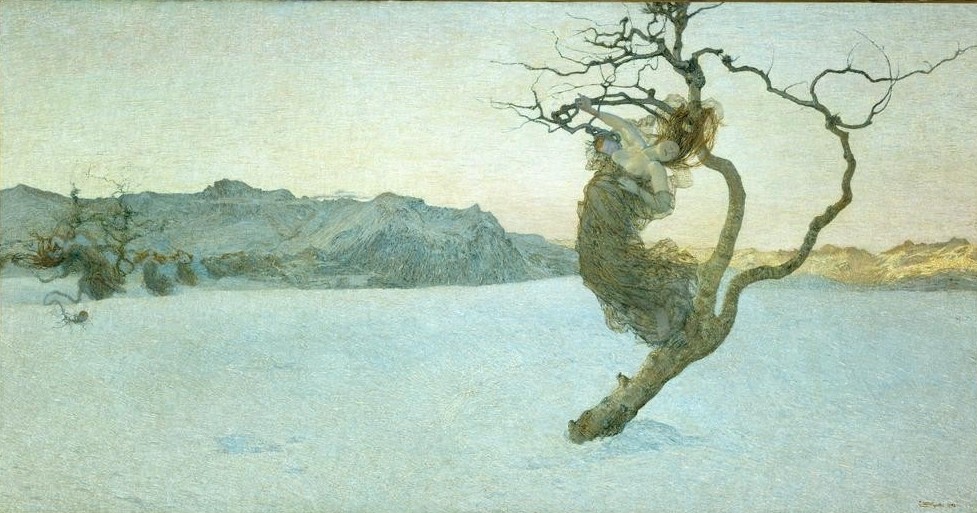 Giovanni Segantini, Le cattive madri (Deutsche Sage, Jahreszeiten, Winter, Schnee, Baum, schlechte Mutter, Strafe, Tod, Legende,   Symbolismus, Malerei, klassische Moderne, Wunschgröße, Wohnzimmer)