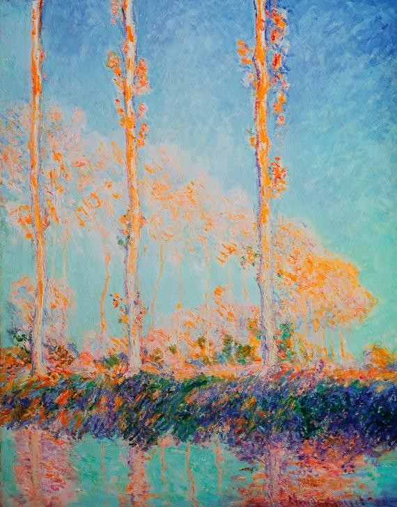 Claude Monet, Die drei Pappeln, Herbst (Herbst,Jahreszeiten,Landschaft,Impressionismus,Baum,Französische Kunst,Drei,Pappel)
