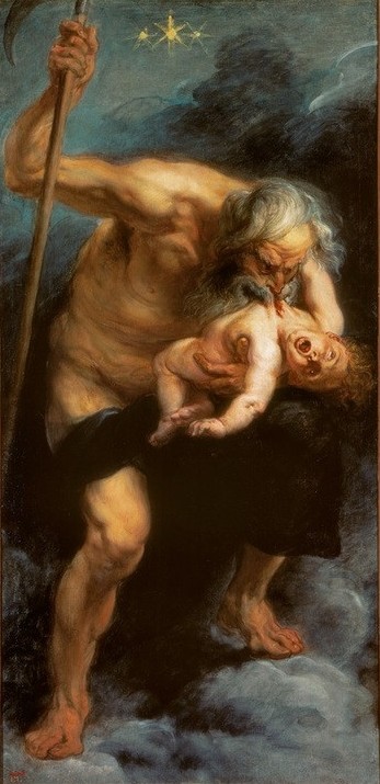 Peter Paul Rubens, Saturn verschlingt einen Sohn (Kunst,Mythologie,Barock,Kannibalismus,Niederländische Kunst,Menschenfresser (W M),Kinderschreck,Griechisch-Römische Mythologie)