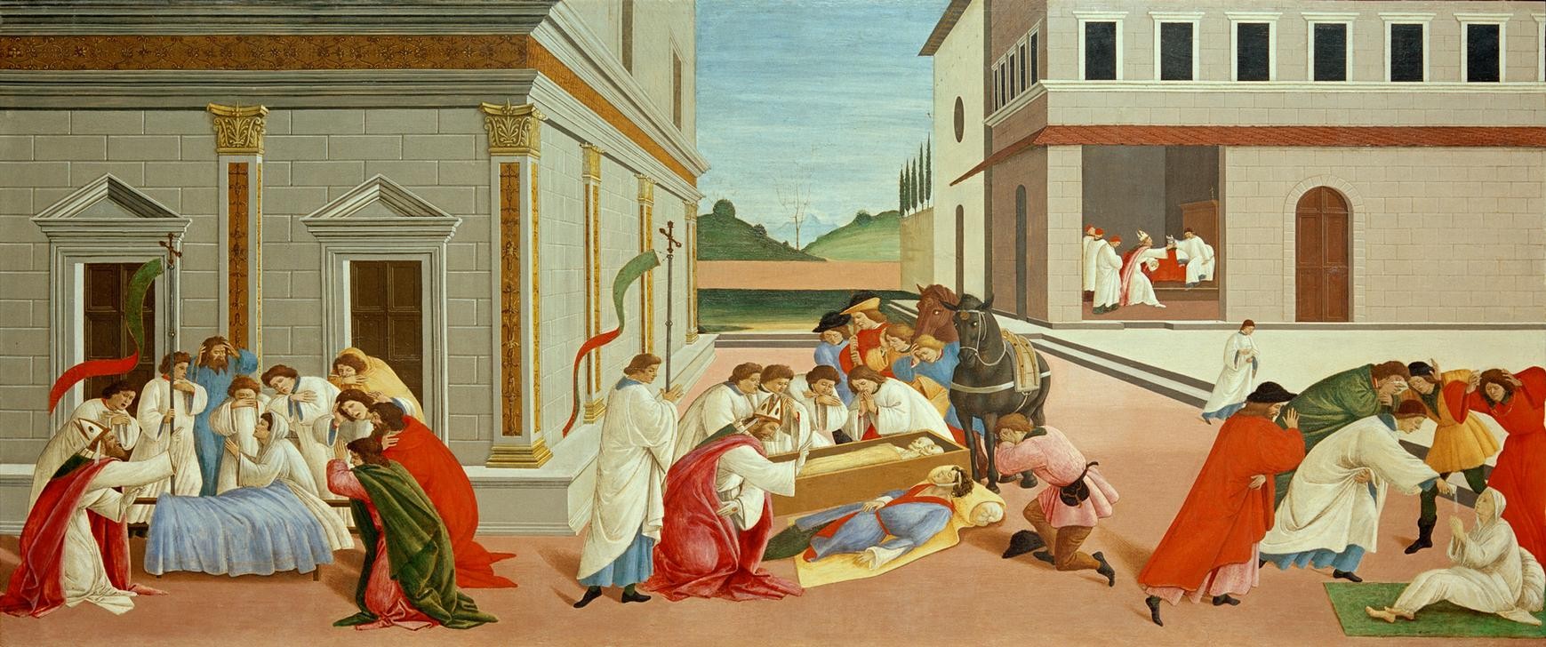 Sandro Botticelli, Leben und Wundertaten des heiligen Zenobius (Bischof, Heiliger, Wundertaten, Architktur, Religion, Renaissance, Heiligenlegende, Italienische Kunst,  Wunschgröße, Klassiker, Wohnzimmer, Malerei)