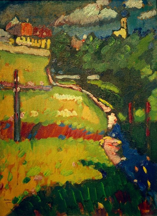 Wassily Kandinsky, Studie zu ‘Kirche in Murnau' (Kirche,Kunst,Landschaft,Kleinstadt,Expressionismus,Der Blaue Reiter,Russische Kunst,Studie)