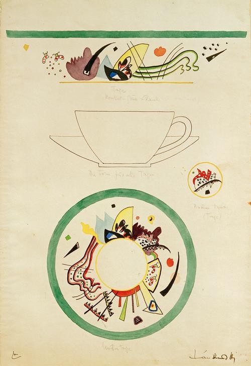 Wassily Kandinsky, Entwurf für eine Tasse und Untertasse (Kunst,Abstrakte Kunst,Russische Kunst,Entwurf,Gefäss,Bleistift,Trinkgeschirr,Abstraktion,Tasse,Untertasse)