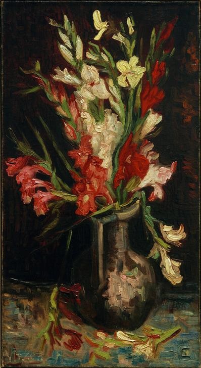 Vincent van Gogh, Blumenstrauß (Botanik,Kunst,Impressionismus,Stillleben,Blumenstrauss,Vase,Niederländische Kunst,Holländische Kunst,Gefäss,Blume,Gladiole,Postimpressionismus)