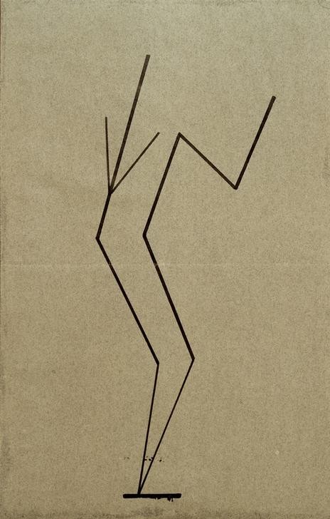 Wassily Kandinsky, Analytische Zeichnung nach Photos der tanzenden Palucca, Paralleler Aufbau aus einem Punkt unten (Bauhaus,Frau,Kunst,Mensch,Tänzerin,Tanz,Expressionismus,Der Blaue Reiter,Abstrakte Kunst,Russische Kunst,Studie,Abstraktion,Bewegung)