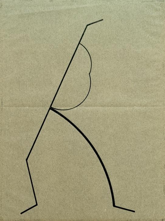 Wassily Kandinsky, Analytische Zeichnung nach Photos der tanzenden Palucca, Nach oben strebende Gerade auf einfache Gebogene gestützt (Bauhaus,Frau,Kunst,Mensch,Musik,Tänzerin,Tanz,Expressionismus,Der Blaue Reiter,Abstrakte Kunst,Russische Kunst,Studie,Abstraktion,Bewegung)