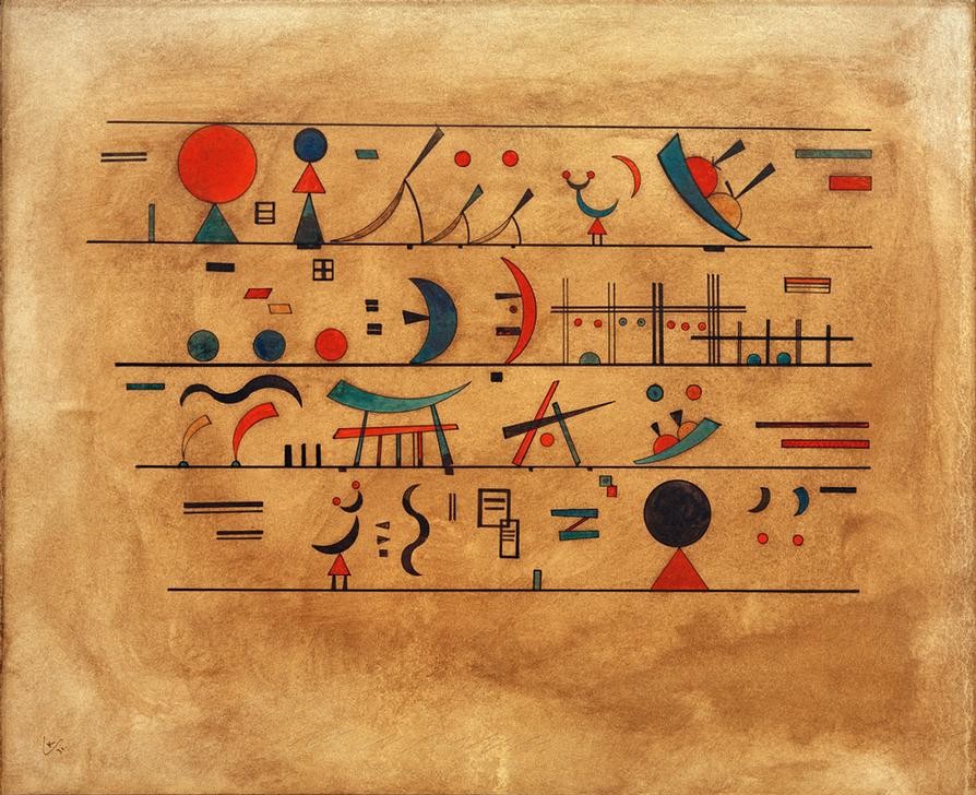 Wassily Kandinsky, Zeichenreihen (Geometrie,Kunst,Expressionismus,Geometrisch,Der Blaue Reiter,Abstrakte Kunst,Russische Kunst,Kreis,Dreieck,Abstraktion,Form,Farbigkeit,Signal (Zeichen))