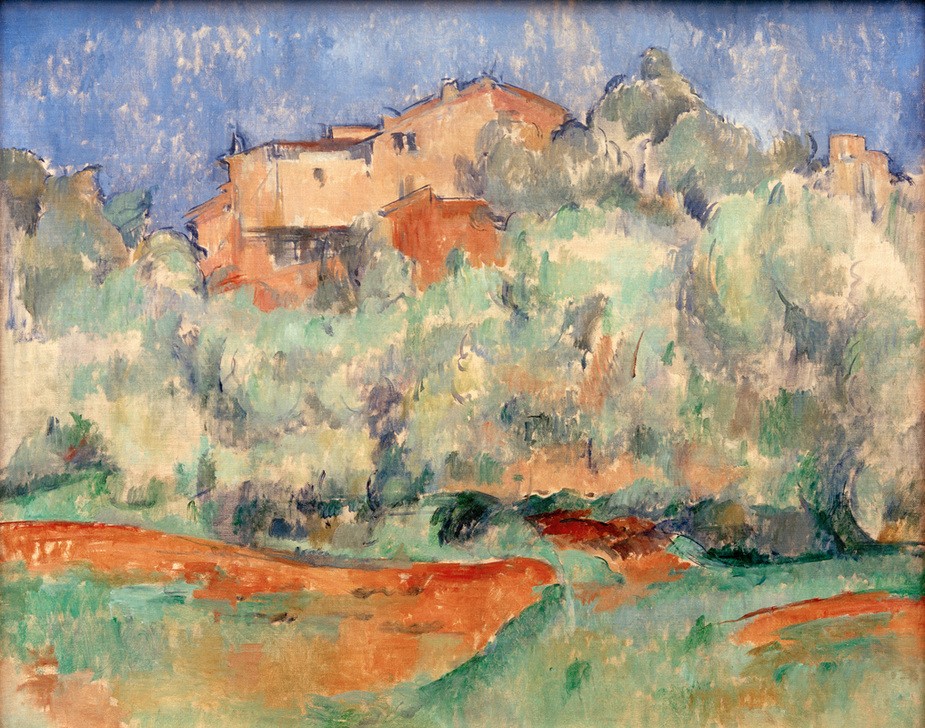 Paul Cézanne, Maison de Bellevue et pigeonnier (Haus auf Anhöhe) (Architektur,Bauernhaus,Haus,Kunst,Landschaft,Impressionismus,Architekturdarstellung,Französische Kunst,Hügel,Taubenschlag)