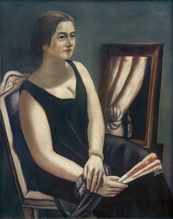 Max Beckmann, Bildnis Minna Beckmann-Tube (Bildnis, Portrait, Dame, Ehefrau, Persönlichkeiten, Klassische Moderne, Malerei, Expressionismus, Mensch und Gesellschaft, Wunschgröße, Wohnzimmer, bunt)