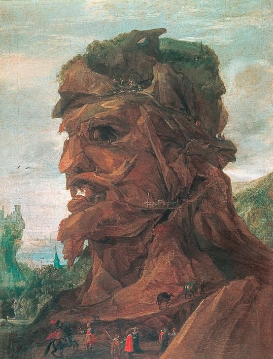 JOOS DE MOMPER, Allegorie des Herbstes (Gebirge,Herbst,Jahr Und Kalender,Jahreszeiten,Kunst,Landschaft,Mythologie,Allegorie,Manierismus,Vexierbild,Niederländische Kunst,Anthropomorphismus,Volksglaube,Berggeist,Berg,Elementargeister,Personifizierung)