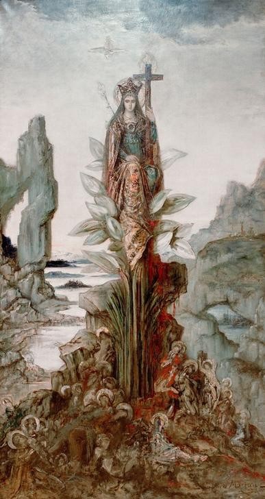 Gustave Moreau, Fleur mystique (Christentum,Landschaft,Religion,Symbolismus,Allegorie,Ecclesia,Märtyrer,Französische Kunst,Mystik,Blume)