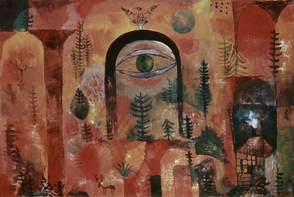 Paul Klee, Mit dem Adler (Adler,Kunst,Vogel,Wald,Augen,Auge Gottes,Schweizerische Kunst,Tier,Abstraktion)