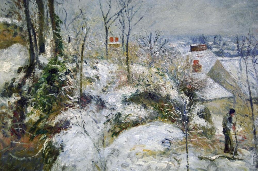 CAMILLE PISSARRO, MADRIGUERA DE CONEJOS EN PONTOISE (Bilder,Jahreszeiten,Pech,Wetter,Winter,Schnee,Wiese,Kader,Schneesturm,Feld,Kälte,Malen,Spielfeld,Regenzeit,Weide (Wiese))