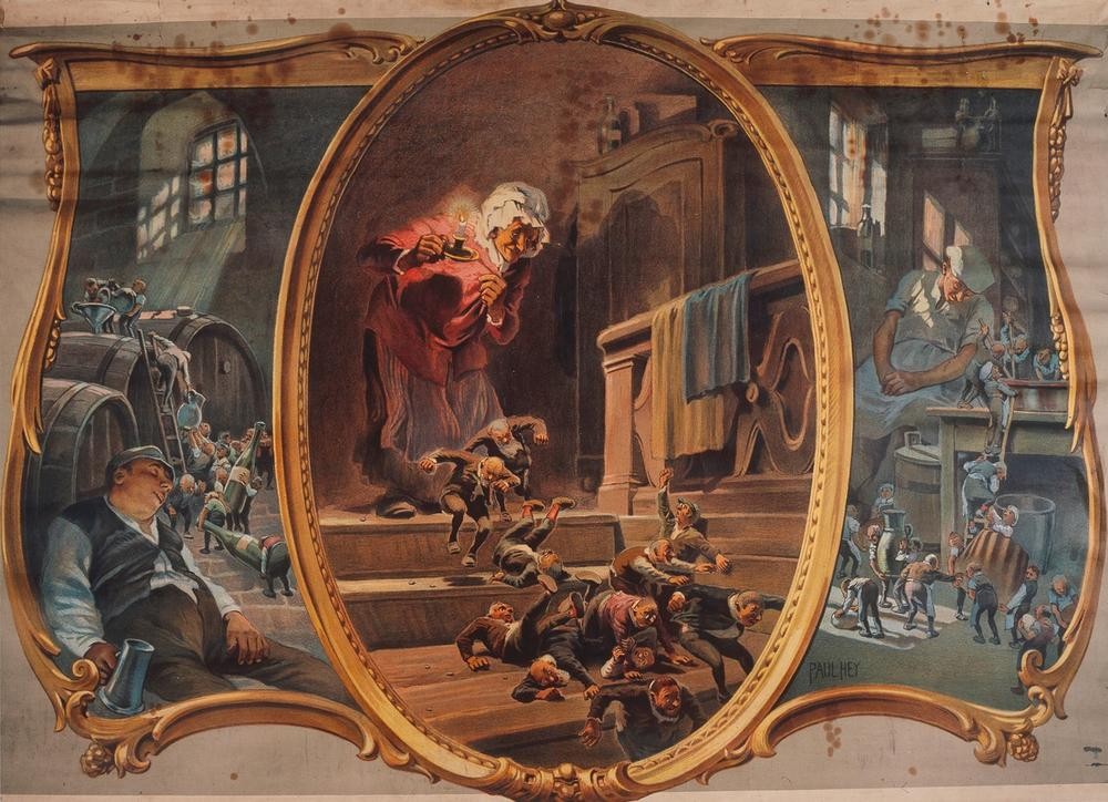 Paul Hey, Die Heinzelmännchen (BÄCKER, DEUTSCHE KUNST, HAUSGEISTER, MÄRCHEN, MYTHOLOGIE, ZWERG, NACHT, KELLERMEISTER, SCHULWANDBILD)