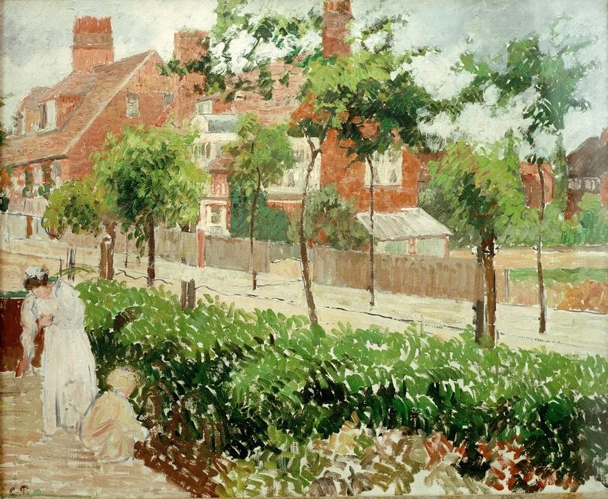 Camille Pissarro, Bath Road, London (Landschaft,Strasse (Allgemein),Impressionismus,Hausgarten,Französische Kunst,Garten)
