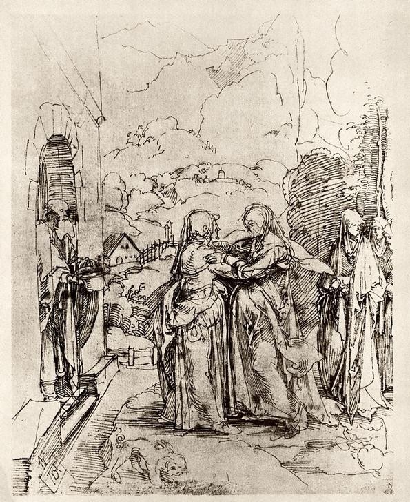 Albrecht Dürer, Die Heimsuchung (Christentum,Deutsche Kunst,Religion,Renaissance,Neues Testament,Bibel,Marienleben,Heimsuchung,Kindheit Jesu)