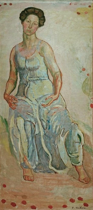 Ferdinand Hodler, Heilige Stunde (Frau,Jugendstil,Mensch,Symbolismus,Schweizerische Kunst,Sitzen)