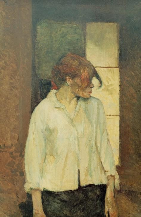 Henri de Toulouse-Lautrec, A Montrouge – Rosa la Rouge (Frau,Mensch,Portrait,Französische Kunst,Proletariat,Rote Haare)