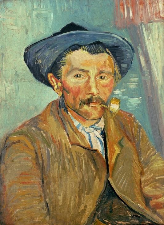 Vincent van Gogh, Mann mit Pfeife (Mann,Mensch,Tabak,Hut,Pfeife (Tabak),Rauchen,Portrait,Niederländische Kunst,Raucher)