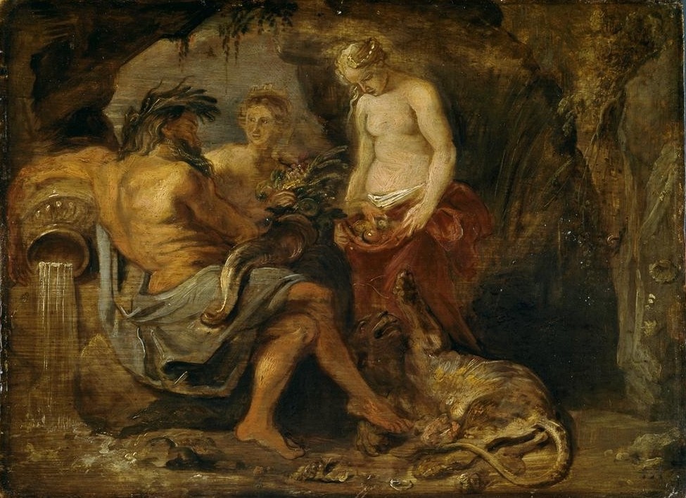 Peter Paul Rubens, Der Gott der Schelde (Flämische Kunst,Früchte,Kunst,Mythologie,Wasser,Nymphe,Barock,Fluss,Quelle,Flussgott,Niederländische Kunst,Götter,Füllhorn,Gott,Personifizierung,Griechisch-Römische Mythologie)