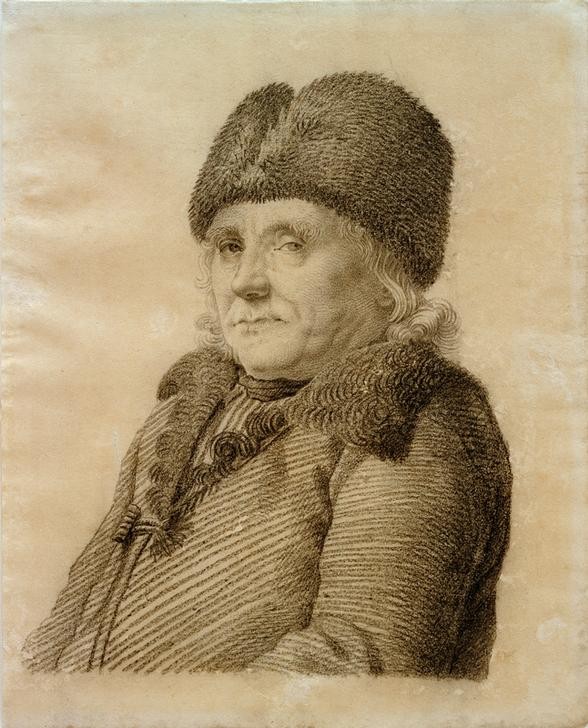 Caspar David Friedrich, Bildnis des Vaters Adolph Gottlieb Friedrich (Deutsche Kunst,Kunst,Maler (Künstler),Mann,Vater,Klassizismus,Portrait,Pelzmütze,Vater Von Berühmten,Künstlerfamilie,Brustbild,Person)